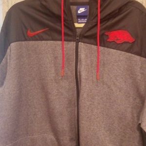 University of Arkansas Nike sport hooded full zipper jacket.